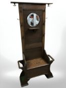 A 1920's oak hall stand,