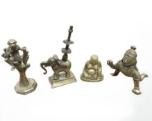 Four Indian brass figures/devotional statues, tallest 10cm.