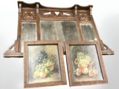 An Art Nouveau style bevelled mirror, width 85 cm,
