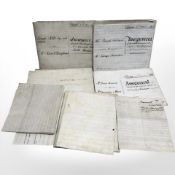 A group of 19th century indentures on velum, including mortgage deeds, etc.