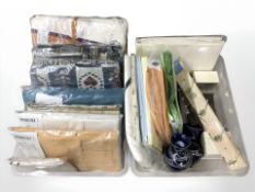 Two crates containing new retail stock items including storage shelf, vases, coat rack,