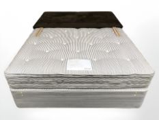 A John Lewis 5ft divan set, with brown suede headboard.