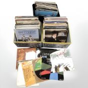 Three boxes containing vinyl records, folk songs, easy listening, opera, ABBA, Glen Miller,