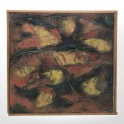 Ken Stewart : Abstract oil on board, 61 cm x 60 cm.