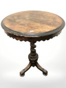 A 19th century rosewood occasional table on twist column, height 71 cm,