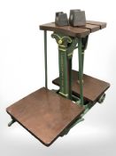 A set of antique John White & Sons weighing scales with two weights.