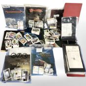 A box containing a quantity of Castella collectors cards, British aviation, classic sports cars,