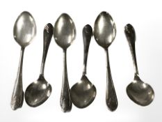 Six silver teaspoons.