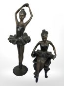 Two contemporary bronze figures of ballet dancers, tallest 27 cm.