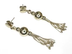 A pair of 9ct yellow gold tassel earrings, drop length approximately 40 mm.