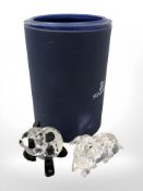 A Swarovski crystal figure of a sheep, together with a panda, boxed.