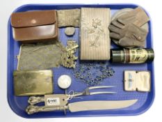 An interesting collection of collectables : A pair of vintage brown leather child's gloves,