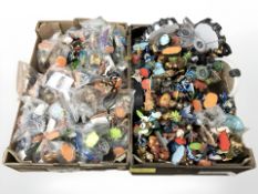 A collection of Skylanders Giants and Spyro's Adventure figures, Disney Infinity figures.