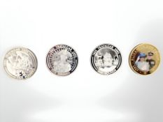 Three Queen Elizabeth II Gibraltar 2005 silver Trafalgar five pound coins,