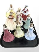Eight Royal Doulton figures to include - 'Winter', 'Autumn', 'Emerald', 'Garnet', 'Peridot',
