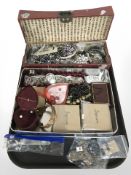 A group of costume jewellery, a jewellery box containing bangles, pendants, necklaces, wristwatches.