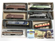 A group of Atheann HO gauge locomotive engines to include Erie Lackawanna, New York Central,