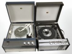 Two HMV portable record players model numbers 2024/2004