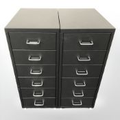 A pair of six drawer metal chests, each height 68.