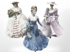Three Coalport figures - 'Debbie, Figurine of the Year 1999', 'Barbara Ann' and 'Rose'.