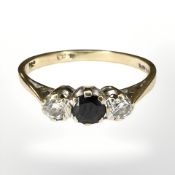 A 9ct gold sapphire dress ring, size N CONDITION REPORT: 1.