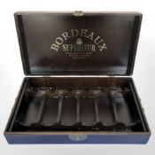 A wooden wine crate,