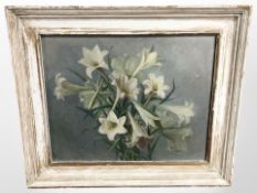 Twentieth century School : Still life of daffodils, oil on board,