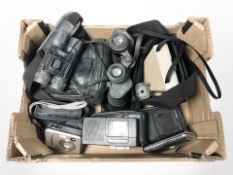 A pair of super Zenith 10x50 field binoculars, a further pair of binoculars, Sony tape recorder,