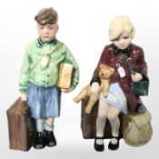 Two Royal Doulton figures, The Boy Evacuee, HN 3202, number 3499 of 9500 and The Girl Evacuee,