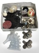 A small box of costume jewellery,