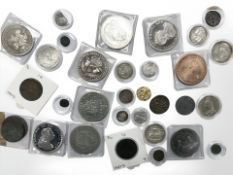 A group of antique and later coins to include fantasy George III Crowns,