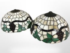 A pair of Tiffany style leaded glass light shades,