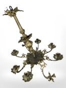 A 19th century gilt metal chandelier (as found), diameter 67 cm.