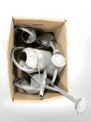 A group of galvanised watering cans (1 box)