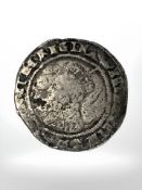 An Elizabeth I silver coin, circa 1600.