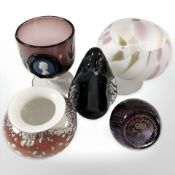 Glass wares including Wedgwood Queen's Silver Jubilee cameo mounted amethyst glass goblet,