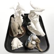 Three Lenox bone china figure groups of whales and dolphins,