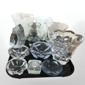 A group of Scandinavian and Polish glass vases,