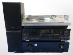 A JVC turntable, Technics stereo cassette deck RS-B965,