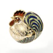 A Royal Crown Derby Farmyard Cockerel paperweight, no 3229 of 5000, with gold stopper,