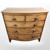 A Victorian mahogany bow front five drawer chest,