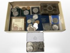 Assorted Crowns and other coins, Britains first decimal coin sets,
