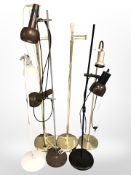 Six continental adjustable floor lamps