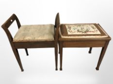 Two stained beechwood piano stools.