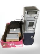 A Panasonic hi/fi system, speakers,