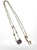 A 9ct gold amethyst and seed pearl pendant CONDITION REPORT: 4.