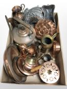 A group of jelly moulds, copper wares,