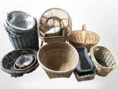 A quantity of wicker ware including baskets,