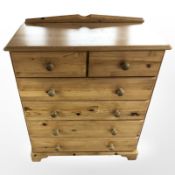 A pine chest of six drawers,
