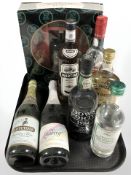 A Cockburn's Special reserve port gift set together with seven further bottles of alcohol, Martini,